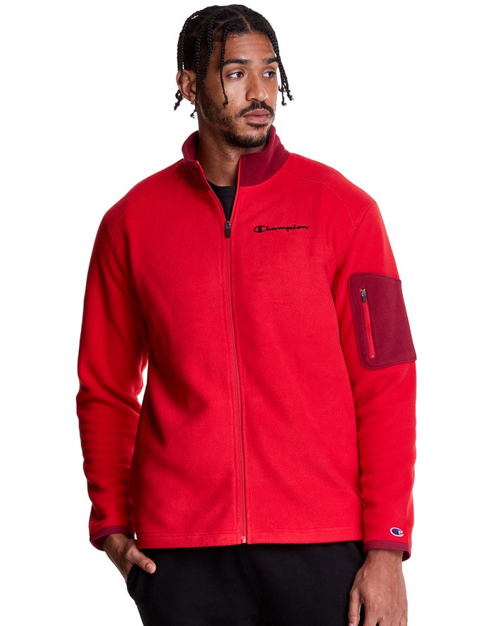 Champion Herre Jakke Rød - Polar Fleece Full Zip - Danmark IYZ-537042